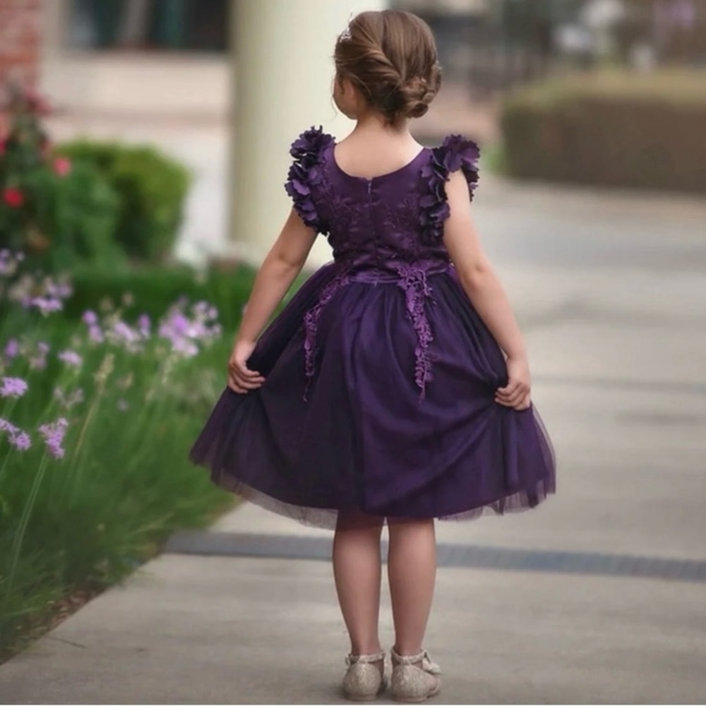 Trish Scully Child | Bianca Party Purple Dress Eggplant Special Occasion 12 - Picture 3 of 14